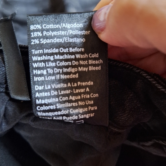 Risen Womens Distressed High Rise Black Skinny Jeans Stretch Crop Size 29 - Picture 6 of 10